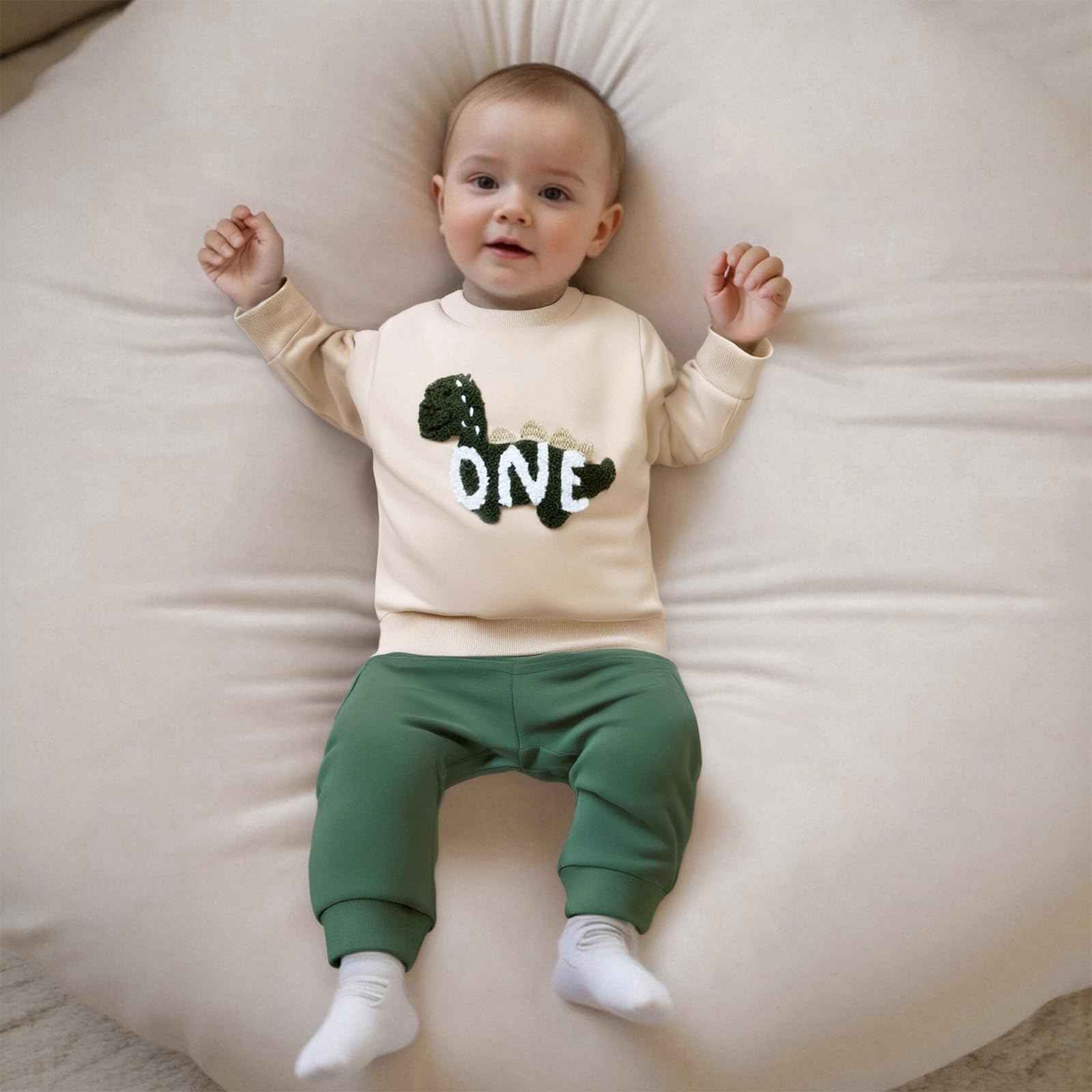 Geagodelia 1st Year Birthday Outfit Baby Boy Clothing Set Long Sleeve Sweatshirt and Trousers Clothing Sets for Boys