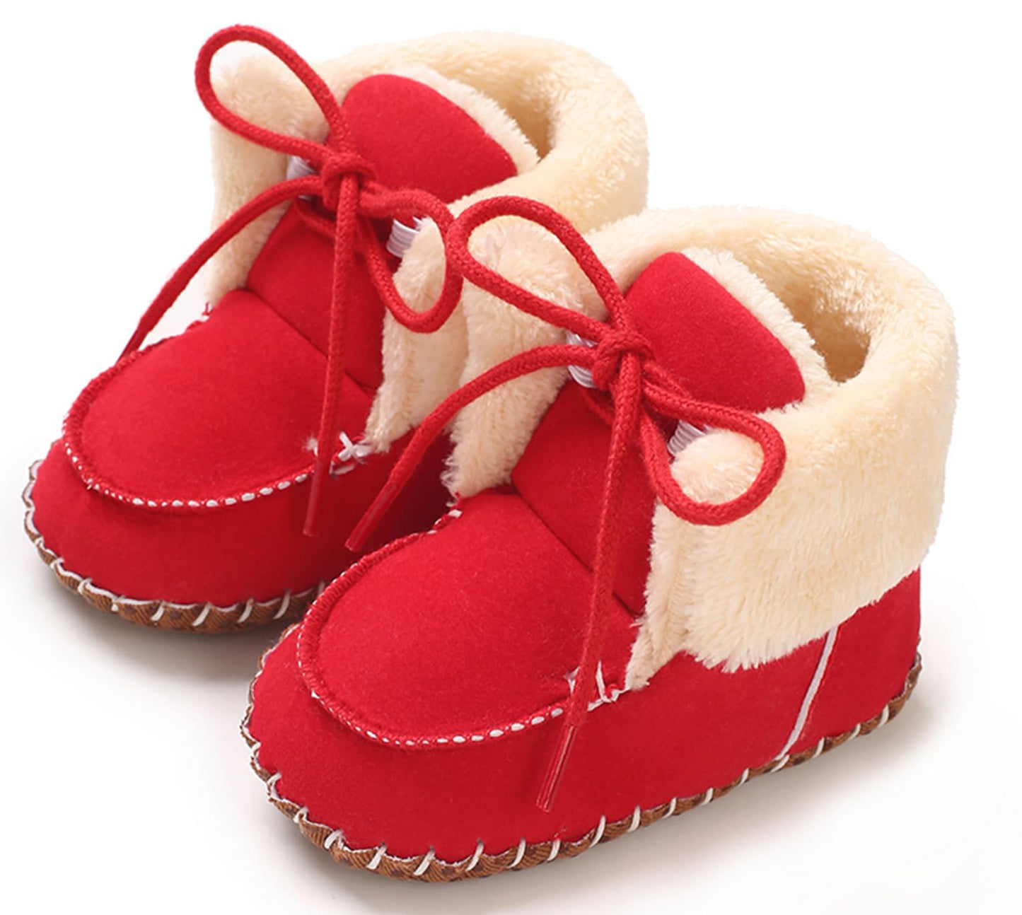 Adigau Baby Boys Girls Winter Boots Soft Sole Warm Boots Lace Flat Prewalker Snow Boots 0-18 Months