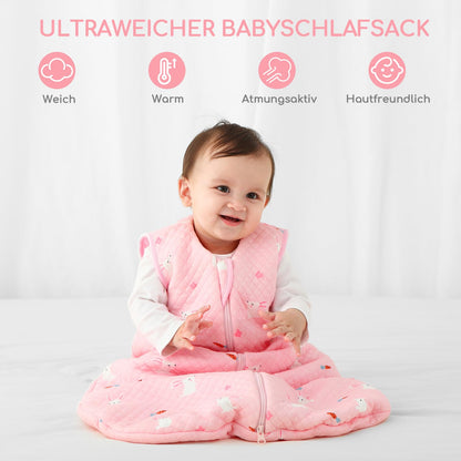 Yukkidds Baby Summer Sleeping Bag, 100% Cotton, 0.5 Tog, beige elephant, 0 - 6 months