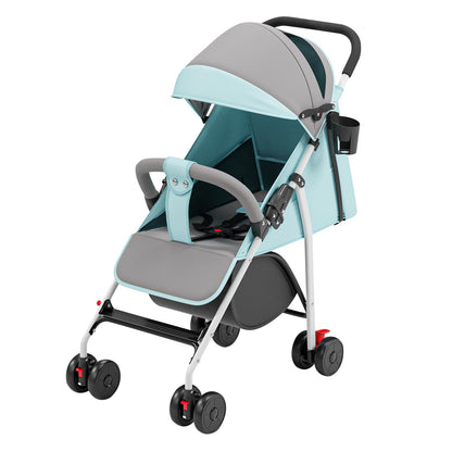 Buggy für Babys, ultraleicht, kompakt, faltbar und neigbar, von Geburt bis 25 kg, mit Trolley-System, Regenschutz inklusive, ausziehbarer Haube, C-schwarz