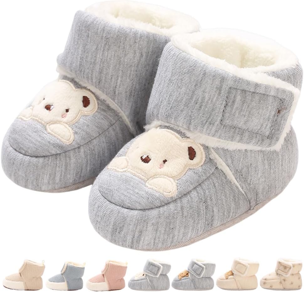 Baby Winter Shoes Warm Baby Shoes Winter Non-Slip Adjustable Newborn Snow Shoes First Walking Shoes Lined Thermal Fleece Crawling Shoes Slippers Winter Boots 0-18 Months 