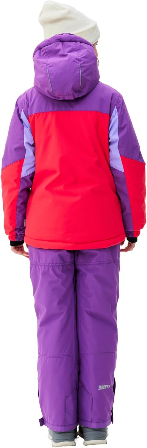 Children's Ski Suit Girls Waterproof Windproof and Warm 2-Piece with Hood 6-16 Years Outdoor Sports, Mountaineering, Skiing
