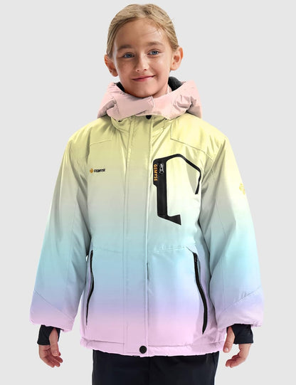 Gemyse Boys' Waterproof Ski Jacket, Windproof Fleece Jacket, Outdoor Winter Jacket, Rain Jacket with Hood