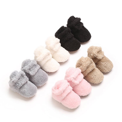 TMEOG Baby Winter Shoes Thermal Baby Shoes Crawling Shoes Fleece Baby Boots Non-Slip Warm Booties Baby Boots Lined Newborn Walk Shoes for Girls Boys 0-18 Months