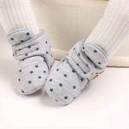 EDOTON Unisex-Baby Neugeborenes Fleece Booties, Baby Jungen Mädchen Weiche Sohlen Streifen Bootie Kleinkind Stiefel Niedlich Stiefel Socke Einstellbar