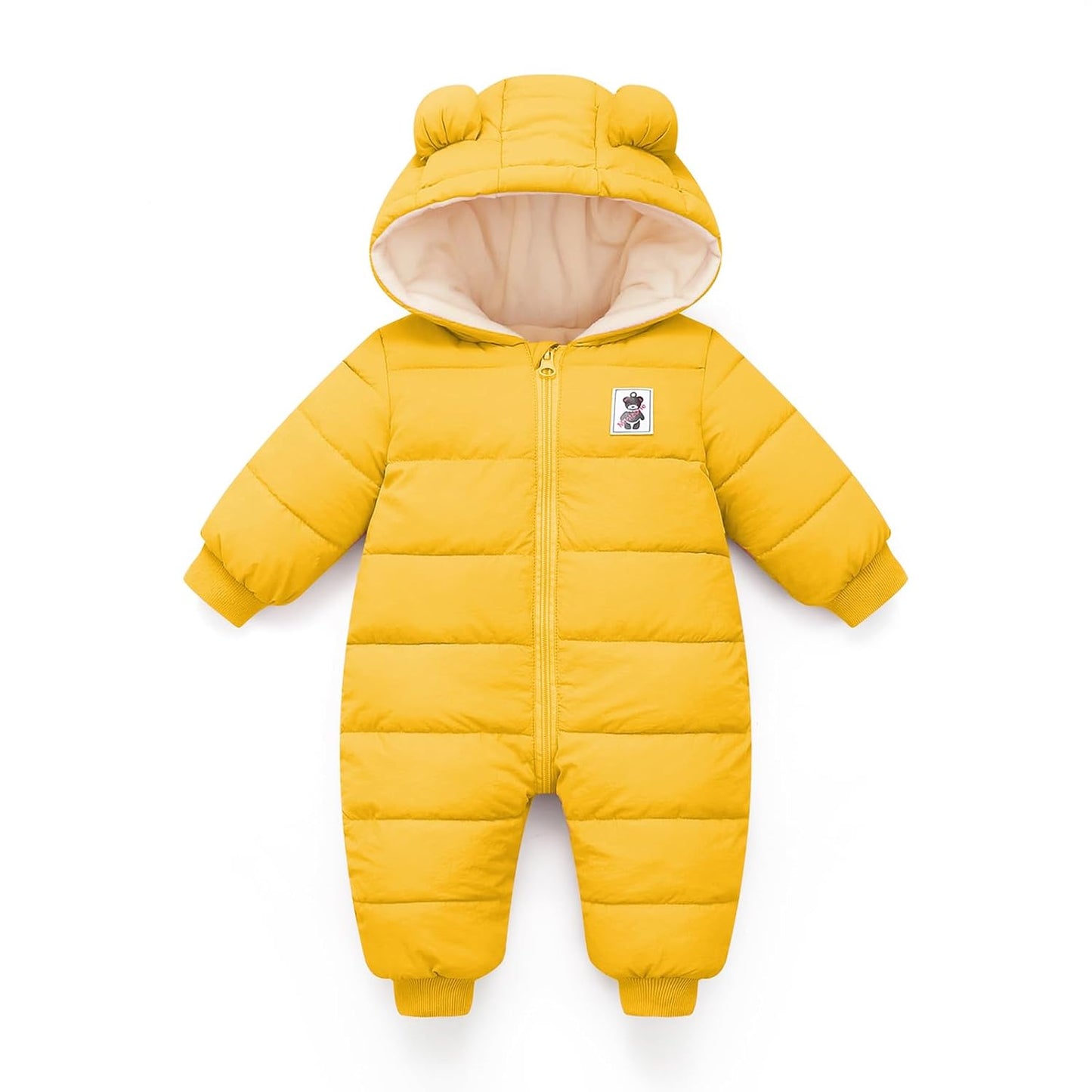 Minizone Baby Winter Jumpsuit with Hood, Romper Snowsuit Boys and Girls, Long-Sleeve Jumpsuit, Warm Outfits, Gift, 6-9 Months, 80 cm, Black