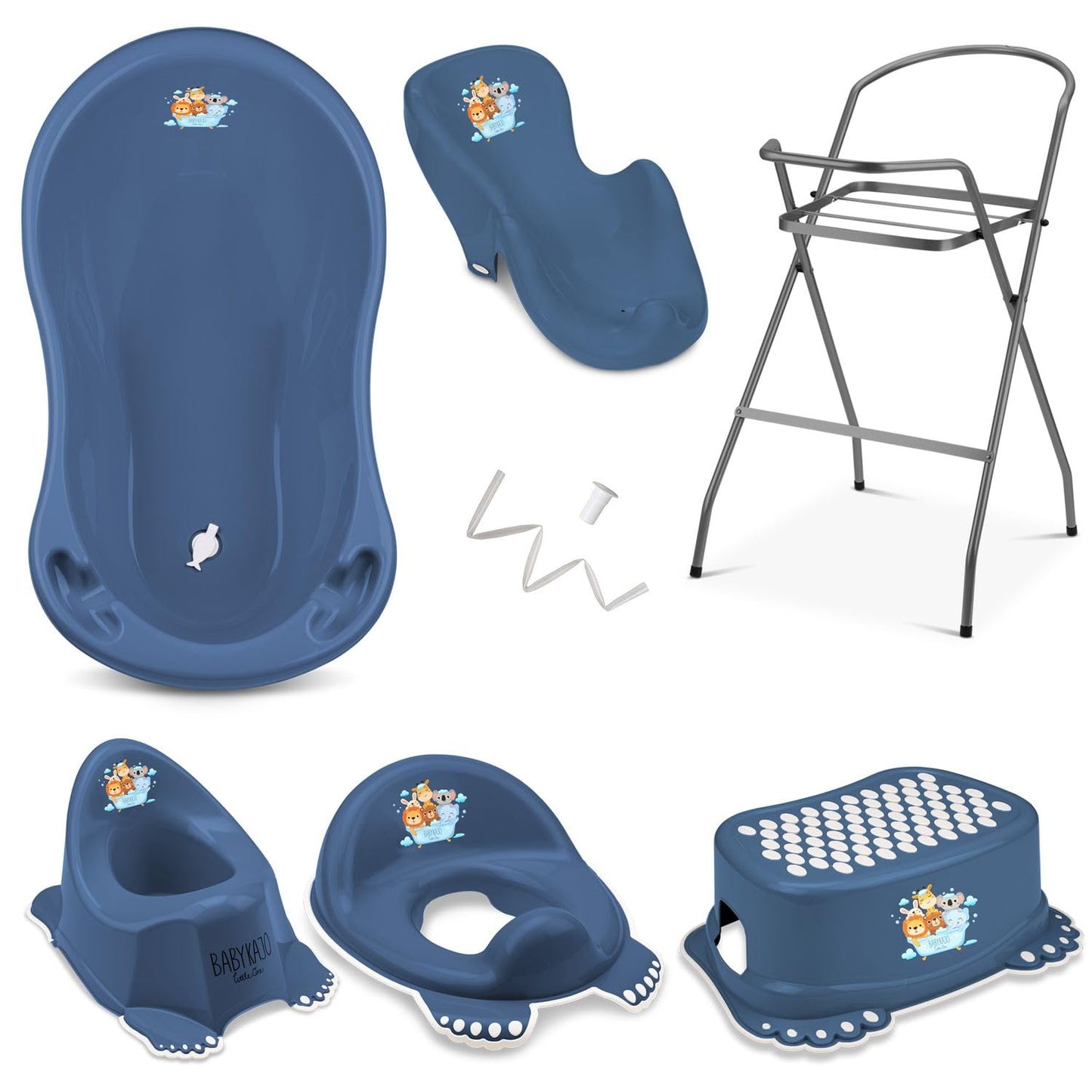 Baby Badewanne mit Gestell 4 Set TÜV Rheinland zertifiziert! Babybadewannen + Baby Badewannensitz +Abfluss + Gestell - Babywanne mit Ständer! Baby Pflegeset für Neugeborene.