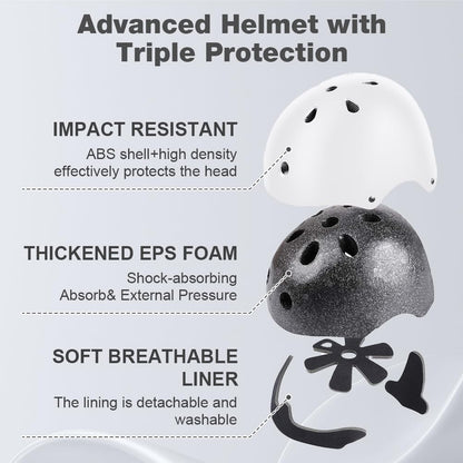 Flintronic Children's Bicycle Helmet, Children's Helmet, Bicycle Helmet for Children, Adjustable Skateboard Helmet for Bicycle, Skateboard, Scooter, Skating, Scooter, BMX for 2-13 Years