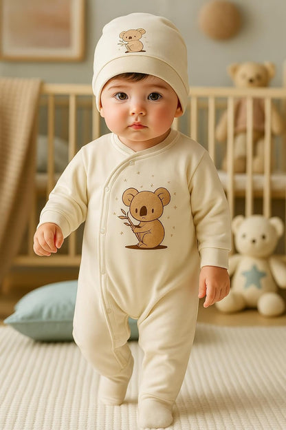 Neugeborenen Baby Geschenk Set 100% natürliche Baumwolle Erstausstattung Erstlingsausstattung Ausstattung Unisex Kleidung Geschenkset Babyausstattung für Babys 0-4 Monate (Koala)