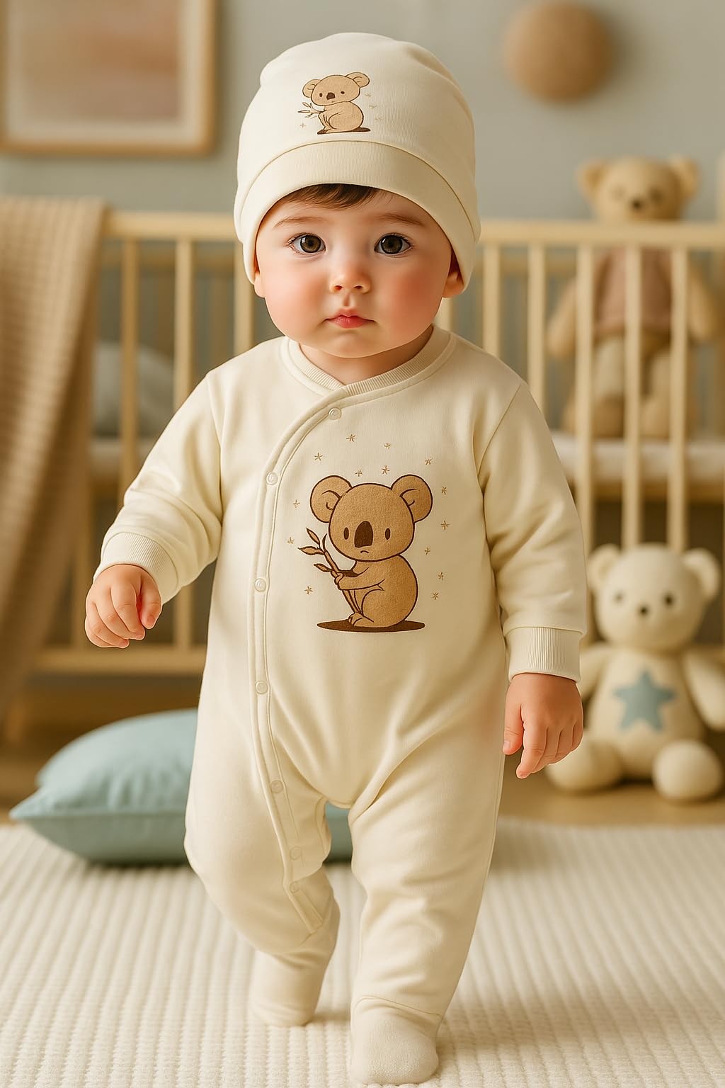 Newborn Baby Gift Set 100% Natural Cotton First Equipment Unisex Clothing Gift Set Baby Equipment for Babies 0-4 Months, koala