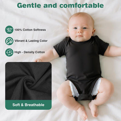 Baby Bodysuit Kurzarm Unisex Baby Set Kurzarm Bodysuits aus 100% superweicher Baumwolle, Baby Body mit Press Nieten für Neugeborene Baby Jungen und Mädchen 0-3 m/3-6 m/6-9 m/9-12 m