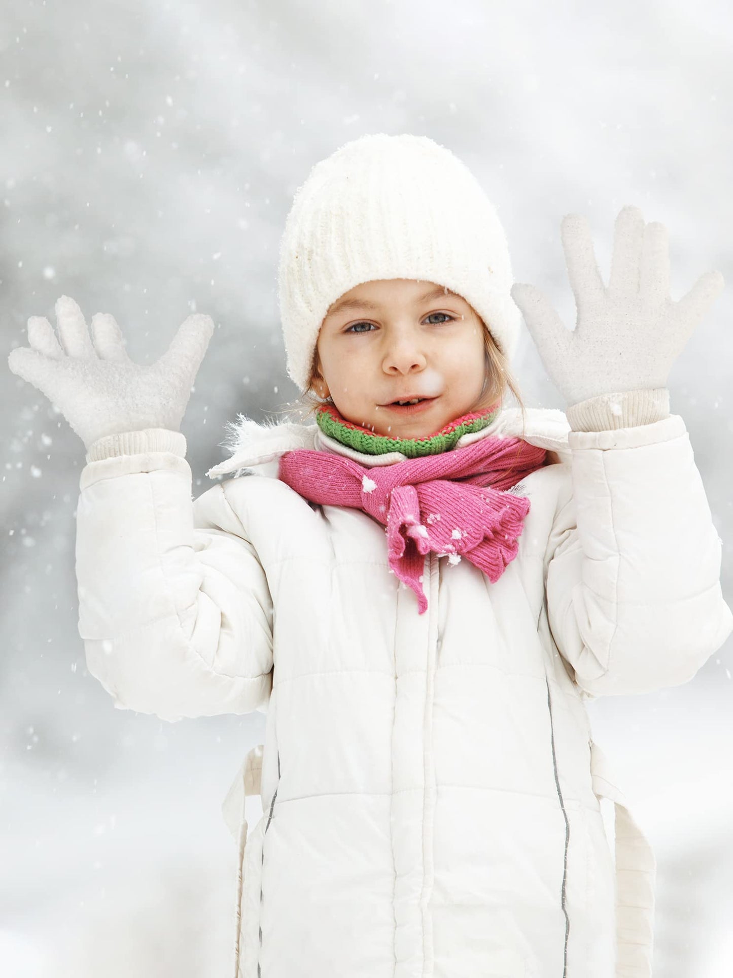 Geyoga 3 Paar Kinder Strickhandschuhe Winter Vollfinger Handschuhe