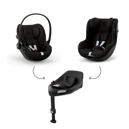 CYBEX Gold Babyschale Cloud G i-Size Comfort, Inkl. Neugeboreneneinlage, Ab Geburt bis ca. 24 Monate, Für Kinder ab 40 cm bis 87 cm, Max. 13 kg, Moon Black - Meloni2