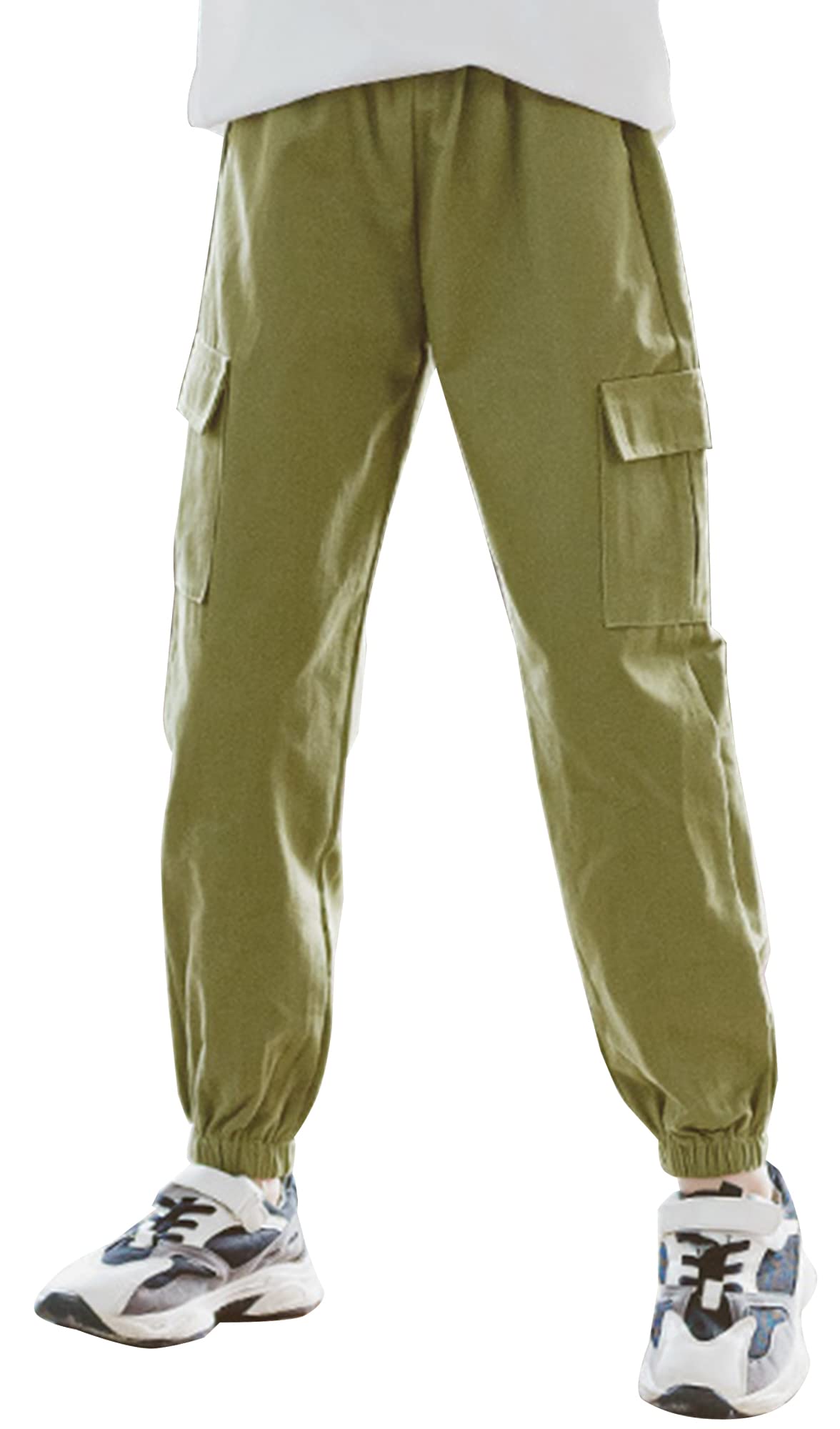 SEAUR Cargo Hose Mädchen Freizeithose Hip Hop Hose mit Gummibung Sporthose Jogginghose mit Taschen Kordelzug Trainingshose Sport Freizeit Streetwear - 100-160cm