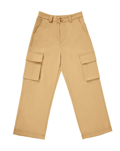 Haloumoning Mädchen Cargohose Baumwoll Y2K Baggy Cargo Hose Kinder Straight Leg Hohe Taille Jogginghose Casual Outdoorhose mit Elastische Taille und Taschen
