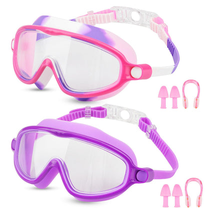 Moseem Schwimmbrille Kinder, 2 Stück Schwimmbrille 3-15 Jahre UV-Schutz,Anti-Nebel Kein Auslaufen Schwimmbrillen für Kinder, Mädchen, Jungen