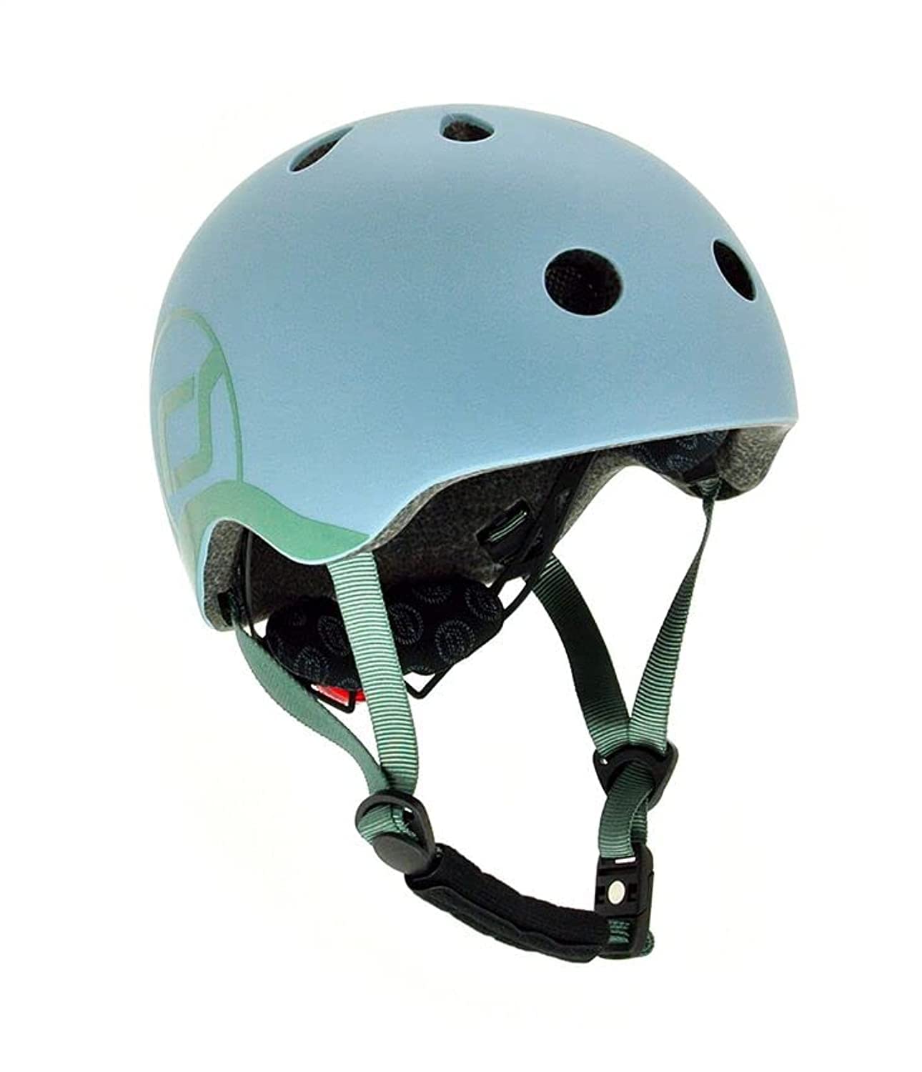 Scoot and Ride Babyhelm mit verstellbaren Trägern, Mattes Finish, Größen XXS, inklusive LED-Sicherheitslicht und weicher Fleece-Polsterung für zusätzlichen Schutz