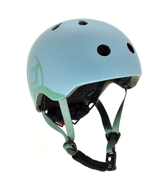Scoot and Ride Babyhelm mit verstellbaren Trägern, Mattes Finish, Größen XXS, inklusive LED-Sicherheitslicht und weicher Fleece-Polsterung für zusätzlichen Schutz