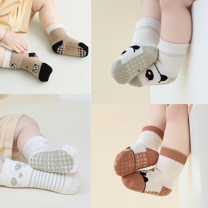 Rutschfeste Socken für Baby Mädchen Jungen 5 Paar Kinder Anti Rutsch Socken Sportsocken Stoppersocken