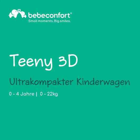Bebeconfort Buggy Teeny 3D Ultra Compact Folding Pushchair with Matching Carry Bag Ideal for Travel or the City Can be Used from Approx. 6 Months to 4 Years Tinted Grey
