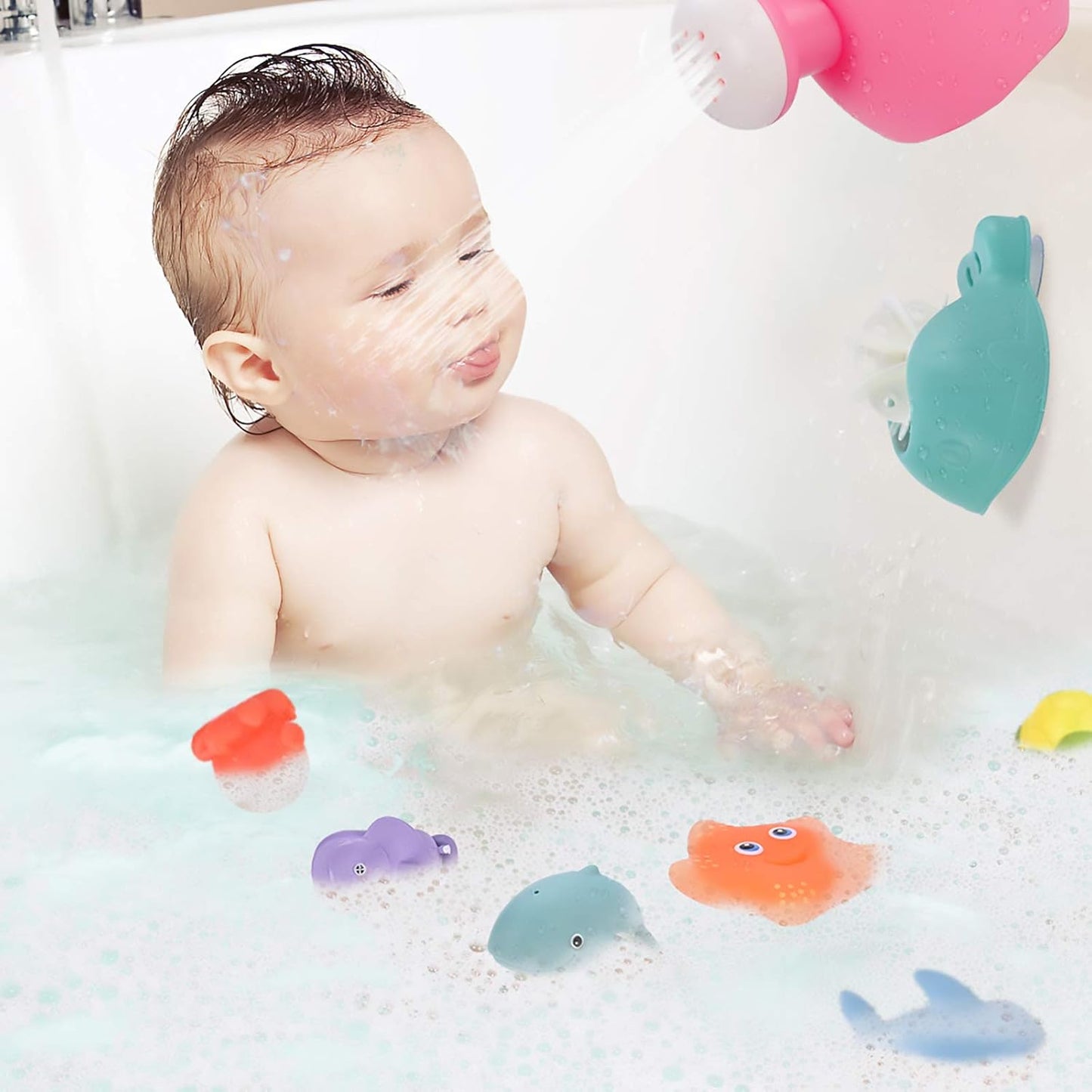 GOLDGE 10 Pieces Bath Toy for Baby from 1 Years, Bath Toy, Water Toy, Baby Cute Water Squirting Animals for Baby Bathtub Gift