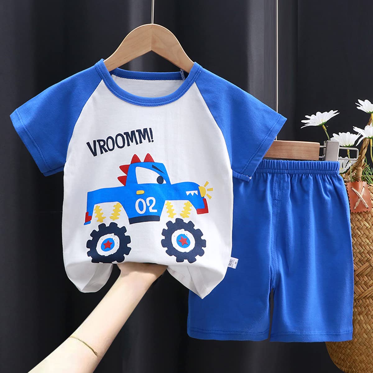 Baby Kleinkind Jungen 4 Stück T-Shirts und Shorts Dinosaurier Tops & Shorts Sommer Outfits