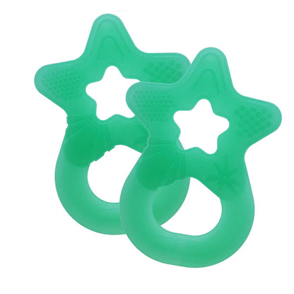 Dentistar Beißring 2er-Set – Teether für Babys & Kleinkinder ab 3 Monate – Baby Beißring mit Griff aus weichem Material zur Zahnungshilfe & Massage – Made in Germany – Pink & Lila