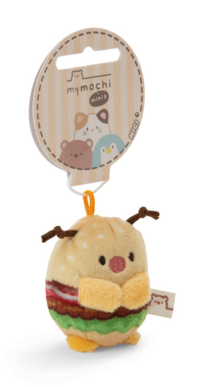 NICI My Mochi Cuddly Toy Ladybird Dozz Hamburger 5 cm Beige - Soft Plush Toy - Cute Plush Toy for Cuddling and Playing, for Children and Adults, Great Gift Idea