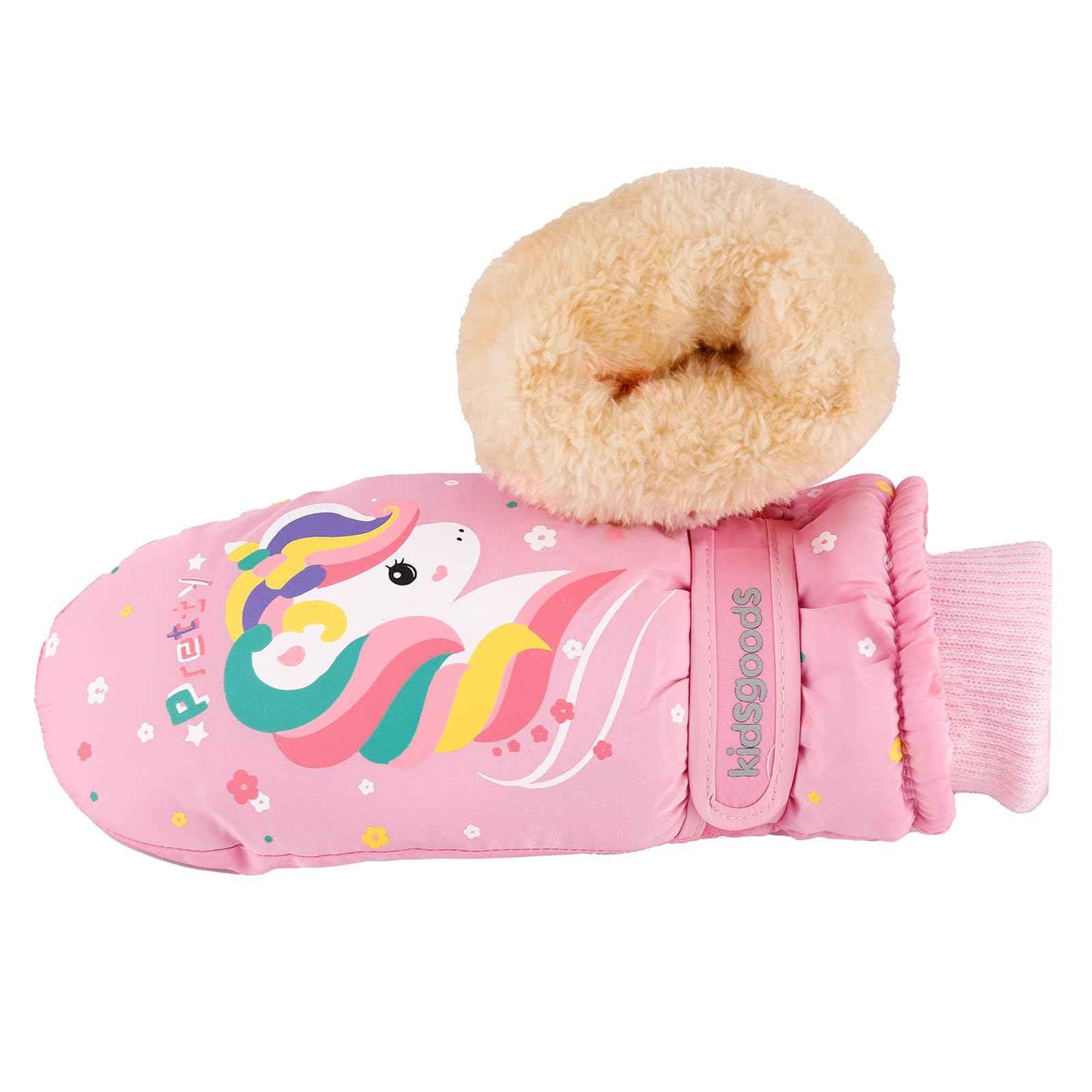 KAKU NANU Children's Winter Gloves 2-10 Years Ski Gloves Waterproof Warm Fleece Cartoon Children's Gloves Mittens with Cord Outdoor Snowboard Gloves Children Boys Girls Blue Red Pink Purple