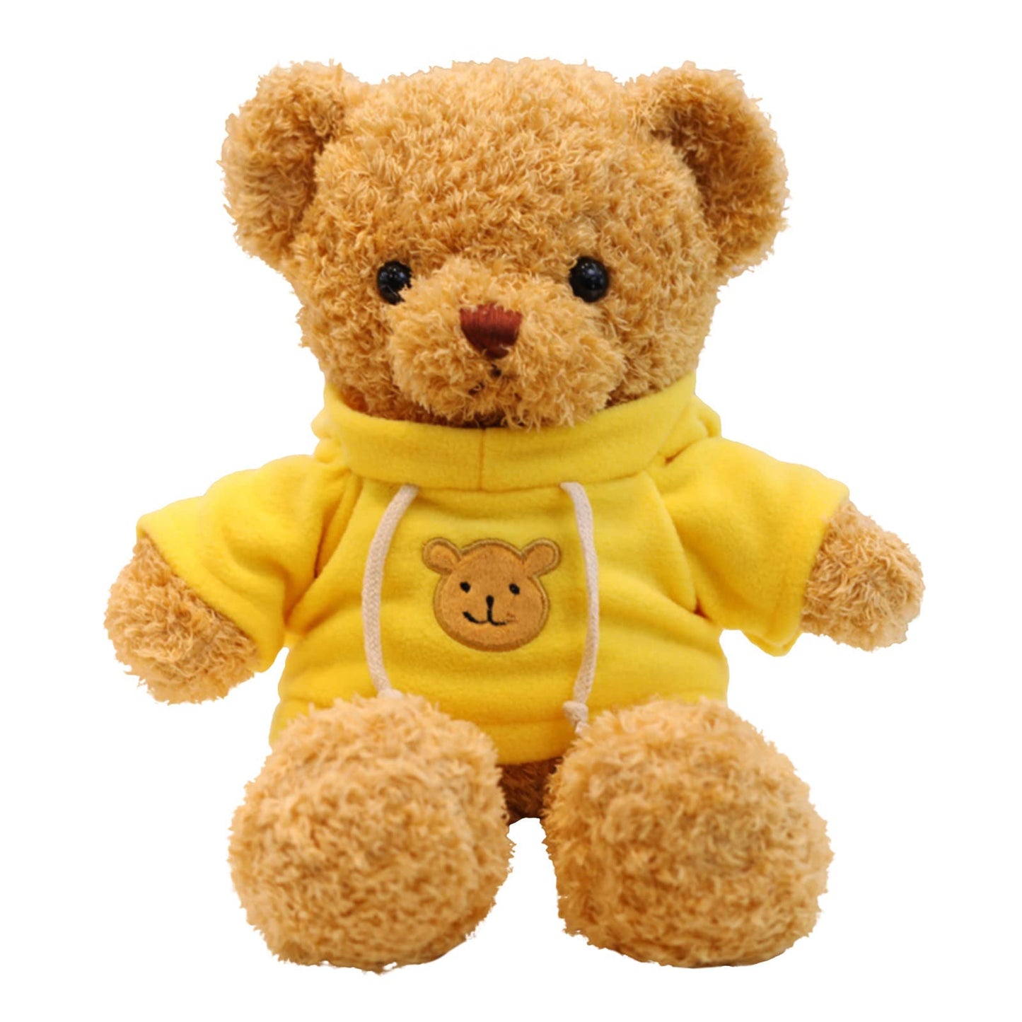 TROYSINC Teddy Bear Soft Fur Teddy Bear with Hood Paw Print Plush Toy Cuddly Toy Stuffed Toy Gift (Red, 30 cm)