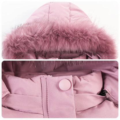 Amur Leopard Kinder Winterjacke Mädchen Wintermantel mit Kapuze Warm Winter Jacke Steppjacke Kinderjacke