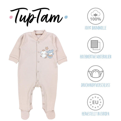 TupTam Baby Jungen Schlafstrampler Langarm Strampler Schlafanzug mit Fuß 3er Pack