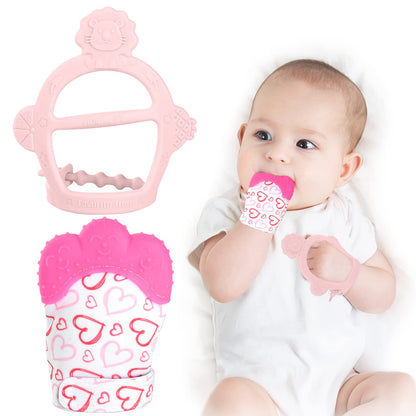 Vicloon Baby Beißhandschuhe mit Beißring Spielzeug, Weicher Beissring Baby,BPA Frei,Beruhigen Sie wundes Zahnfleisch,Handschuhe Beißring Spielzeug für 0-6 Monate Baby-Blau