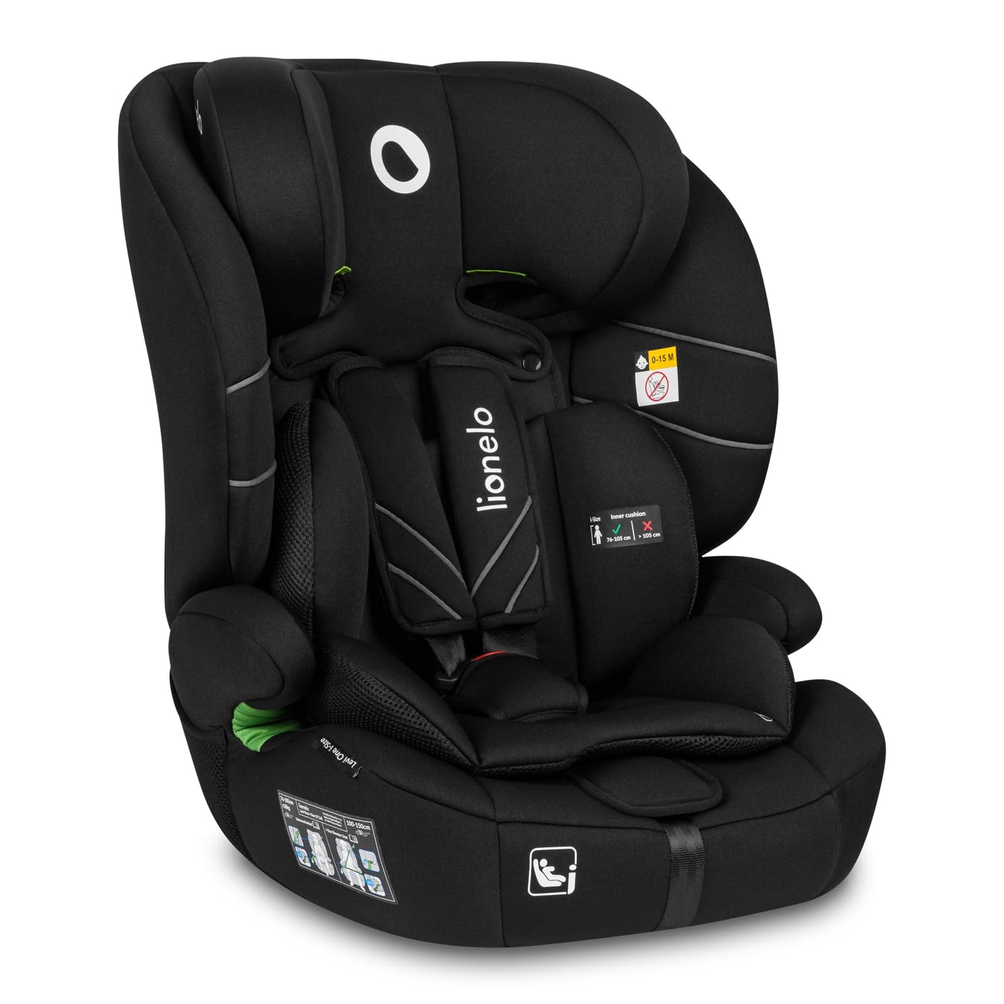LIONELO LEVI I-SIZE 76-150 cm Kinderautositz, Gruppe 1 2 3, Seitenschutz, 10 Grad Kopfstützenverstellung Bequeme Armlehnen Verstellbare Rückenlehne, R129 i-Size