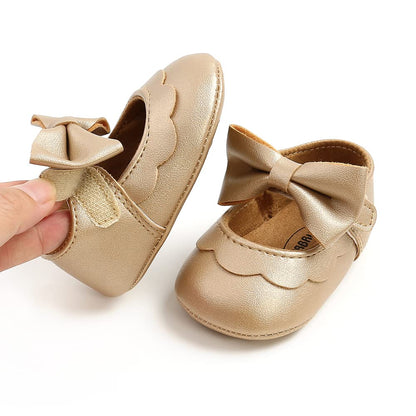 MASOCIO Babyschuhe für Mädchen mit Schleife – Rutschfeste Party Ballet Flats für Kleinkinder