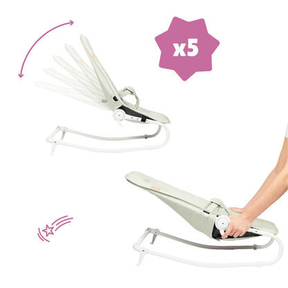 Badabulle Lichen foldable baby bouncer - Adjustable backrest - 3-point safety belt - Removable play arch 