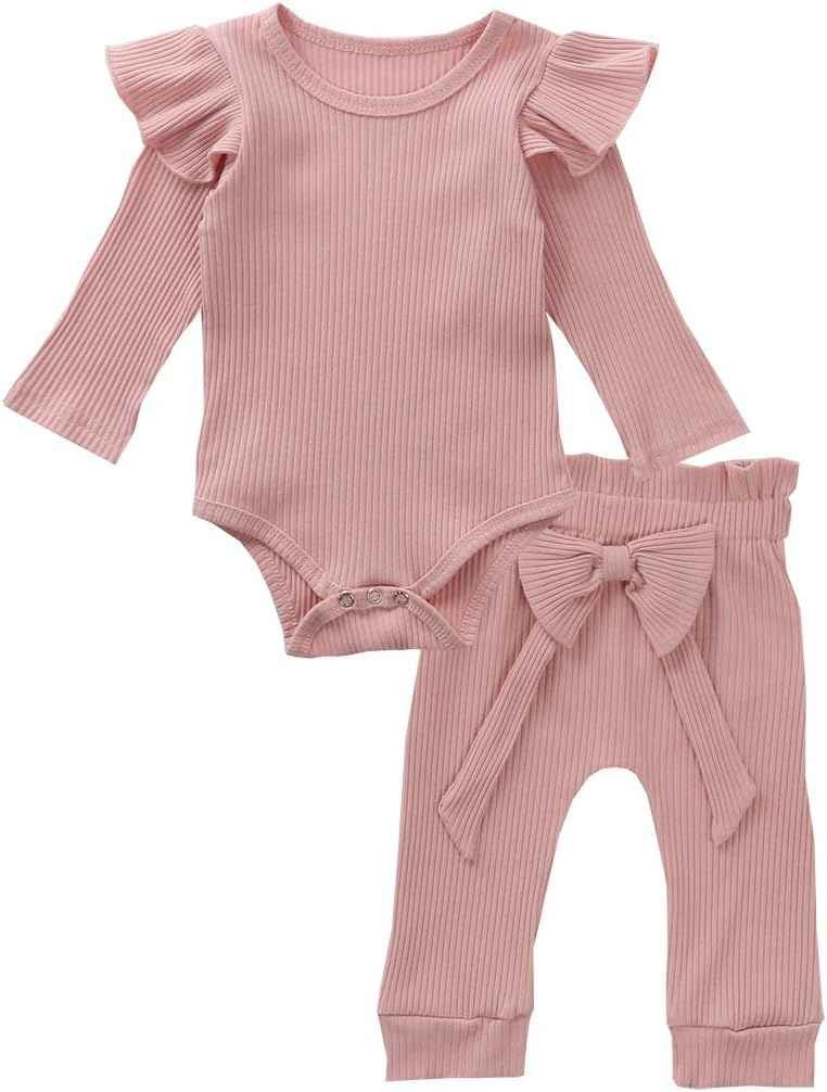 Geagodelia T-45461 Baby Girl Clothing Set, Soft Newborn Outfit with Long-Sleeved Bodysuit Romper, Trousers and Headband / Hat