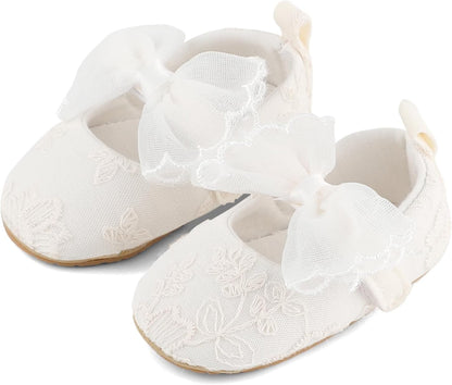 Cheerful Mario Baby Mädchen Schuhe Baby Ballerina Schuhe Lauflernschuhe Taufe Schuhe mit Bowknot PU Leder Babyschuhe