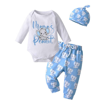 Derouetkia Baby Boys Clothes Bear Print Long Sleeve Tops + Trousers 3-Piece Outfit Set
