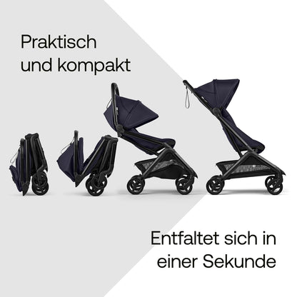 Bugaboo Butterfly 2 Reisebuggy Set – leichter, faltbarer Kinderwagen mit Sicherheitsbügel & Regenabdeckung – Handgepäckgröße, mit Liegefunktion – ab 6 Monaten bis 4 Jahre – Deep Indigo