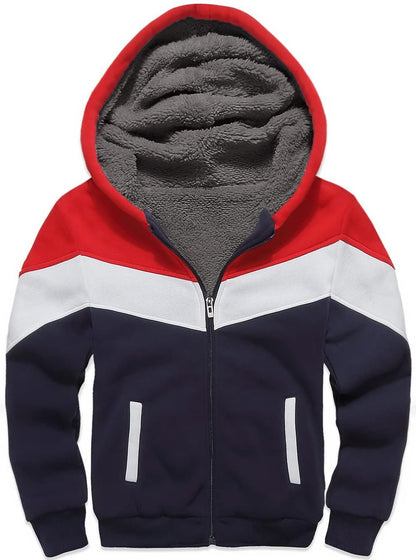 LLdress Fleece Jacket Boys Hoodie with Zip Children's Hoodie Boys Warm Hooded Jacket Causal Winter Ourdoor Sweat Jacket with Fleece Lining Hooded Jackets for Boys