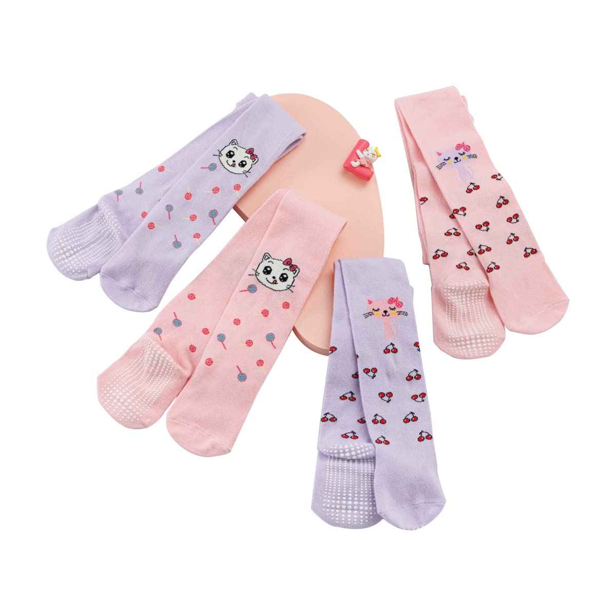 Baby Girls' Tights Cotton Pink and Purple Baby Toddler Children Non-Slip Stopper Socks