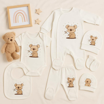 Neugeborenen Baby Geschenk Set 100% natürliche Baumwolle Erstausstattung Erstlingsausstattung Ausstattung Unisex Kleidung Geschenkset Babyausstattung für Babys 0-4 Monate (Koala)