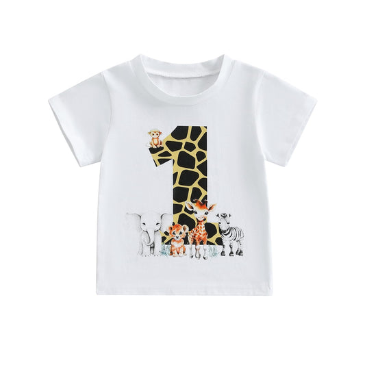 Baby Junge 1. Jahr Geburtstags T-Shirt Wild One Kurzarm Oberteil Baby Mein Erster Geburtstags Outfit Sommer Kleidung