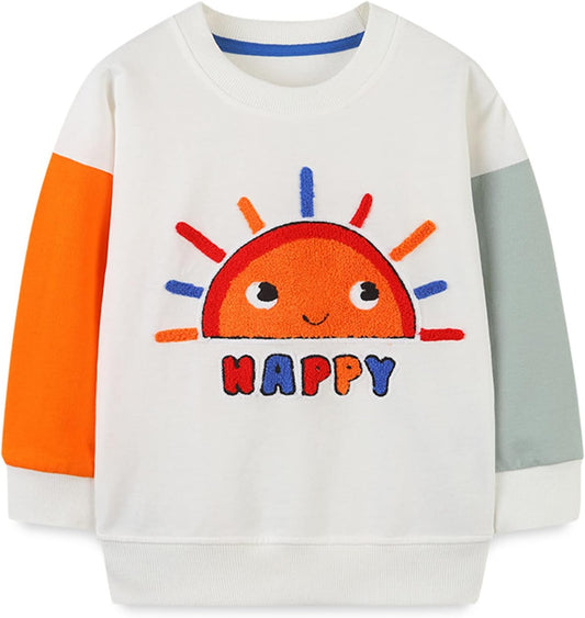 MUJOQE Jungen Sweatshirt Baumwolle Pullover Kinder Warme Langarm Shirt Activewear Tops 1-7 Jahre