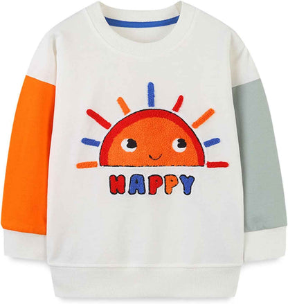 MUJOQE Jungen Sweatshirt Baumwolle Pullover Kinder Warme Langarm Shirt Activewear Tops 1-7 Jahre