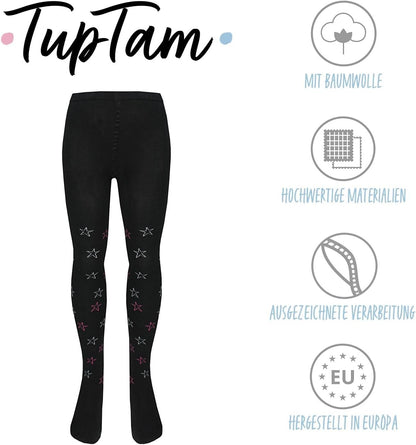 TupTam, Girls' Knitted Tights, Colourful Pattern, Pack of 6