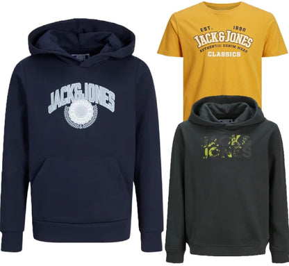 JACK & JONES Junior Kinder Jungen T-Shirt Kids Hoodie Sweatshirt Sweat Shirt Hood T 3er 4er 6er 9er