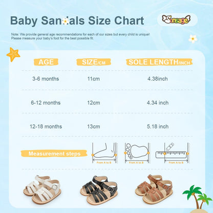 Babyschuhe für Säuglinge - Sonsage Sommer Sandalen für Mädchen und Jungen mit Bow, PU Leder, Gummisohle, flach für den ersten Gang, a01 Schwarz, 3-18 Monate