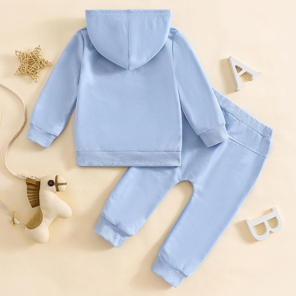 LUVCES Kleinkind Baby Jungen Outfits Langarm Daddy’s Mini Kapuzenpullover Sweatshirts + Hosen 2-teiliges Herbst Winter Frühling Kleidungsset